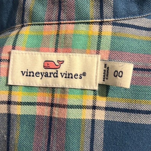 Vineyard Vines Little River Plaid Popover Flannel Button Top, Sz 00 - Picture 6 of 8